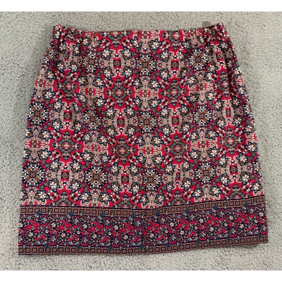 Talbots A-Line Skirt Women's Size 16W Pink Floral Stretch Regular Fit Front Zip - Picture 4 of 8
